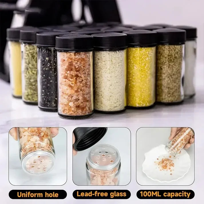 Kitchen Spice Tower – 18-Jar Rotating Organizer