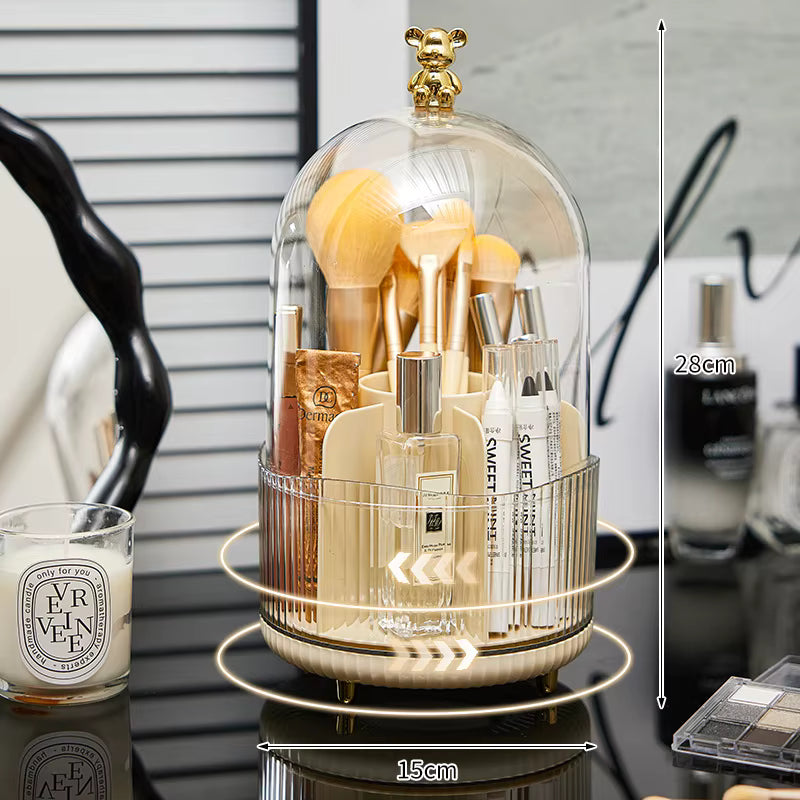 360° Rotating Makeup Organizer, 7-Compartment Cosmetic Storage Box
