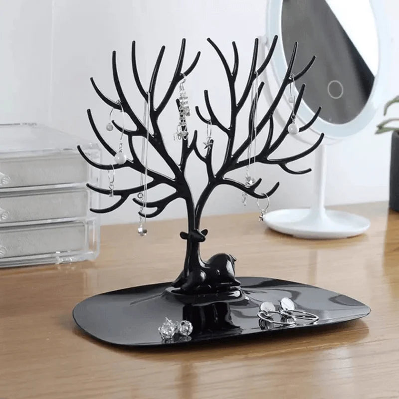 Modern Deer Sculpture Jewelry Rack With Storage Tray