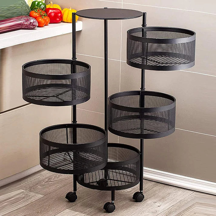 Adjustable Kitchen Rack – 5-Tier Rotating Shelf