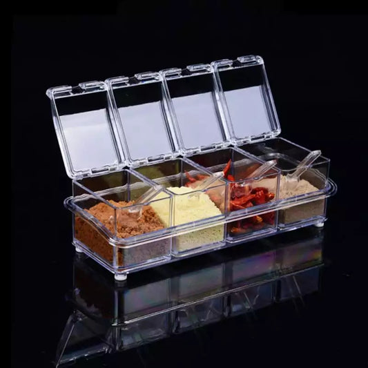 Clear 4-Section Spice Jar Organizer