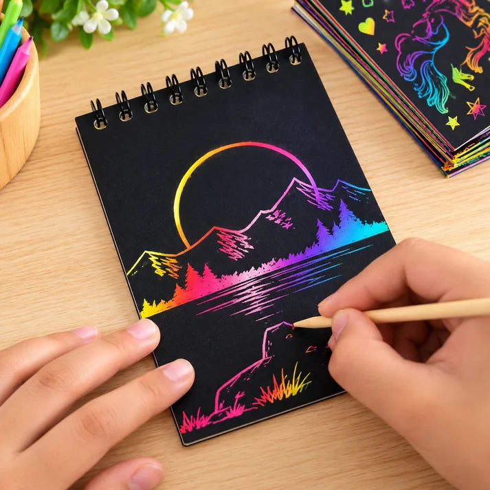 Mini Rainbow Scratch Art Pad Creative Drawing Paper For Kids