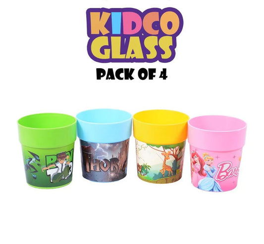 Pack of 4 Printed Glasses For Kids – Cartoon Theme