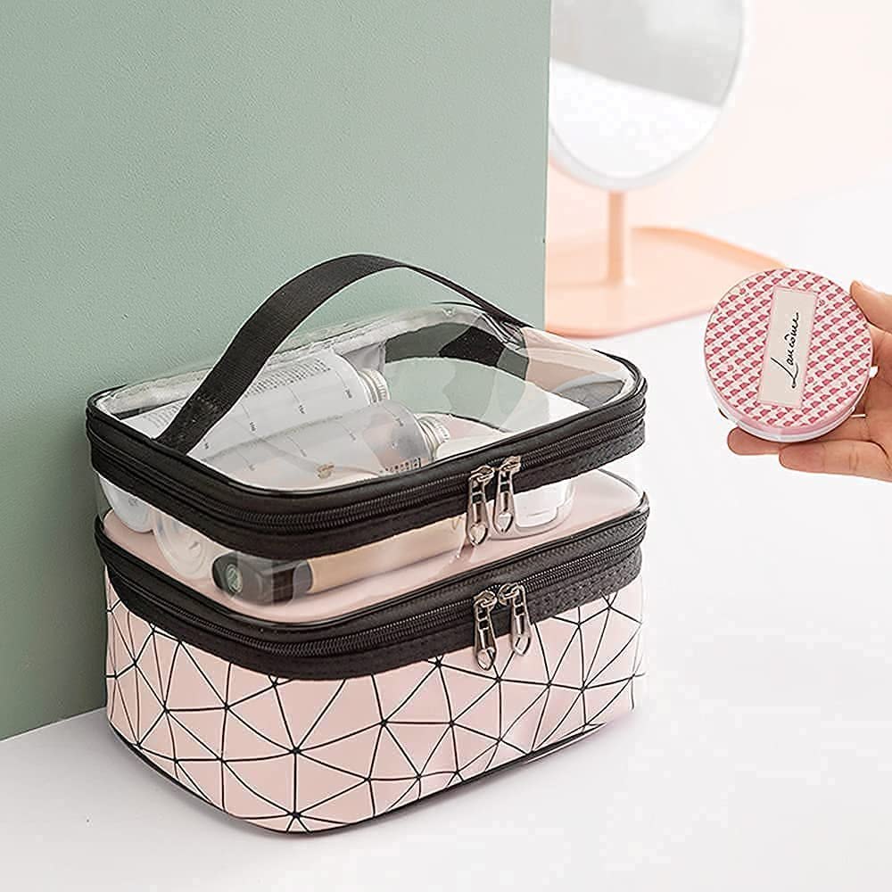 2 Section Transparent Cosmetic Pouch