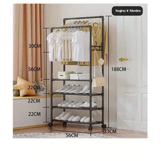 Space-Saving Dual Pole Coat Stand
