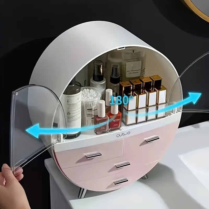 Oval Beauty Cosmetic Organizer Box For Home