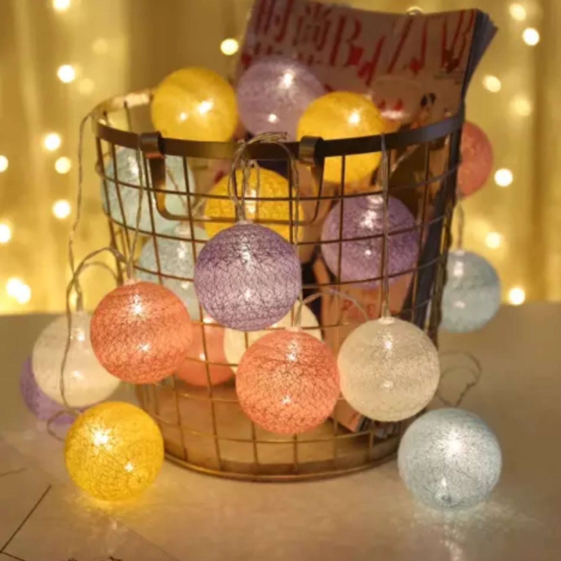 10pcs Pastel Ball LED String Lights for Home Decor