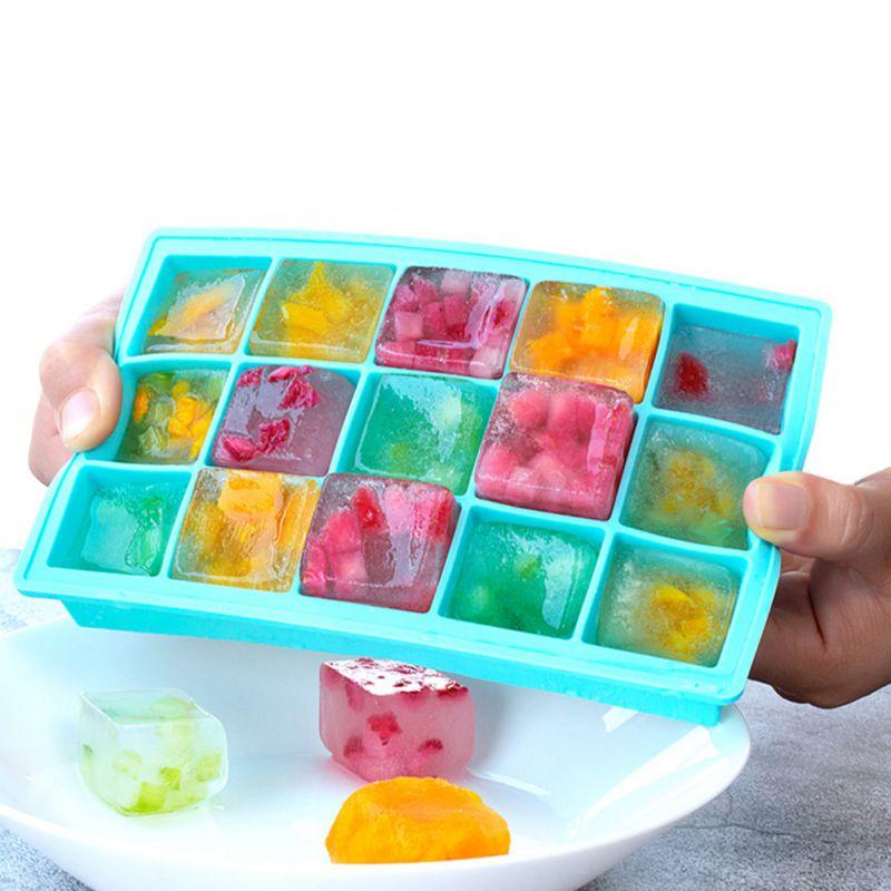 15 Freezer Safe Ice Cube Tray With Tight Seal Cover, Kitchen Accessories 