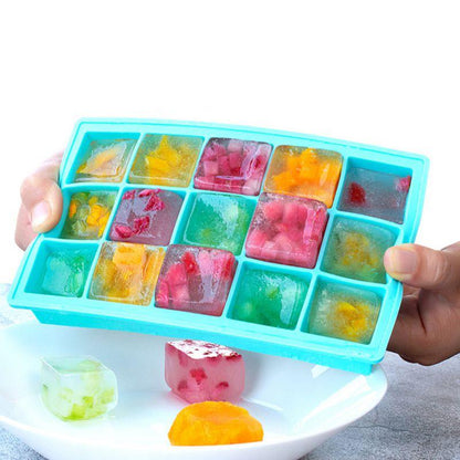 15 Freezer Safe Ice Cube Tray With Tight Seal Cover, Kitchen Accessories 