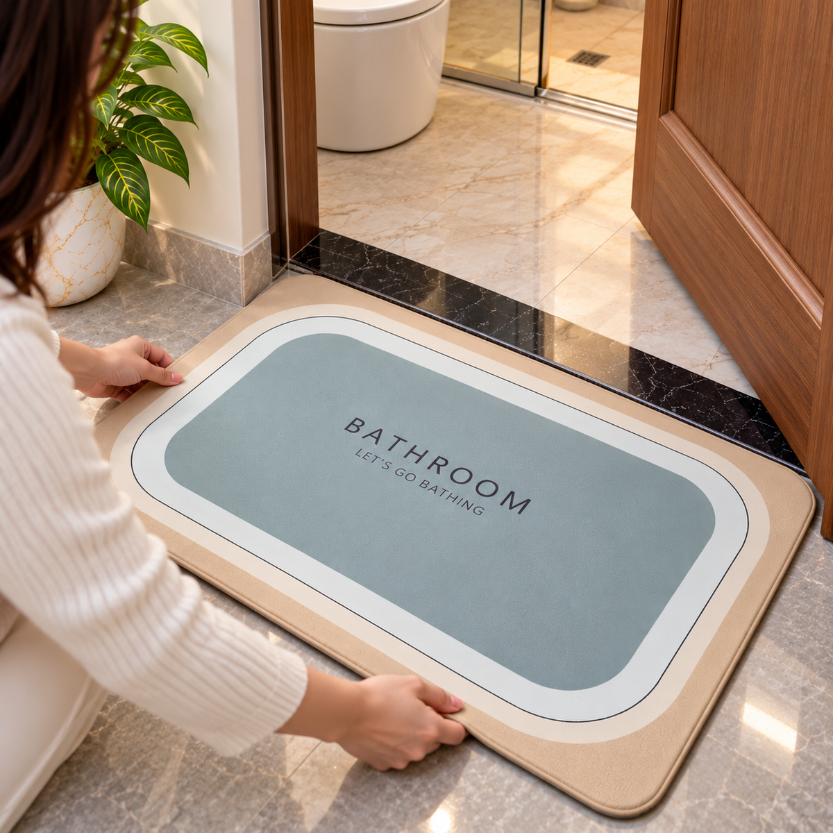 Bathroom Door Mat Elegant Modern Bath Floor Mat (22x15Inch)