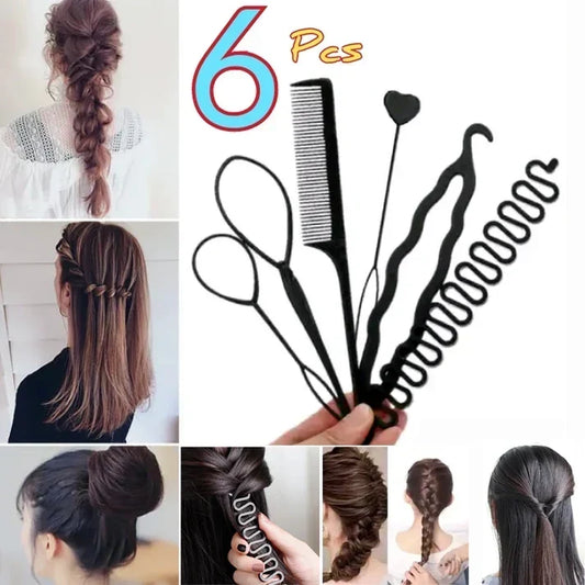 6Pcs Hair Braider Tool Set Easy Ponytail & Styling Accessories