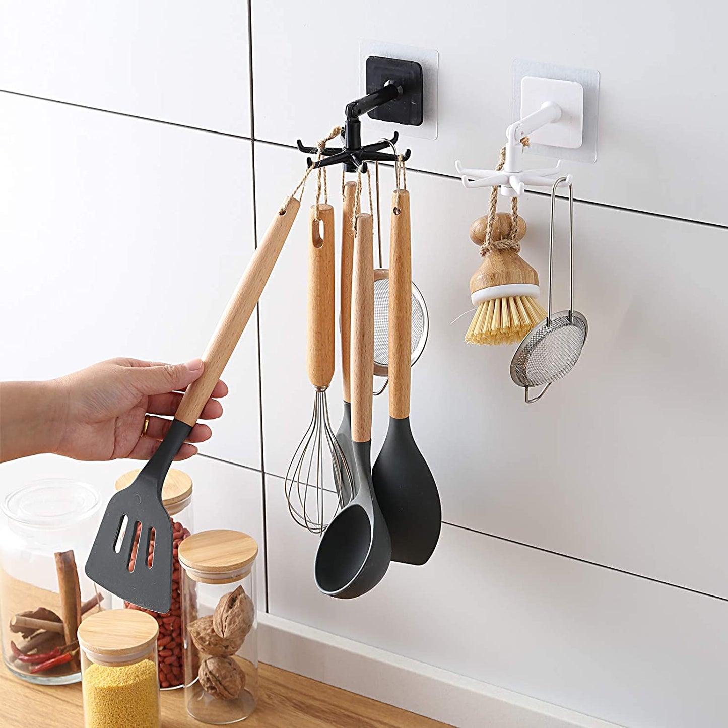 360? Rotating Wall Mounted Hooks Rack Multi-Purpose Organizer