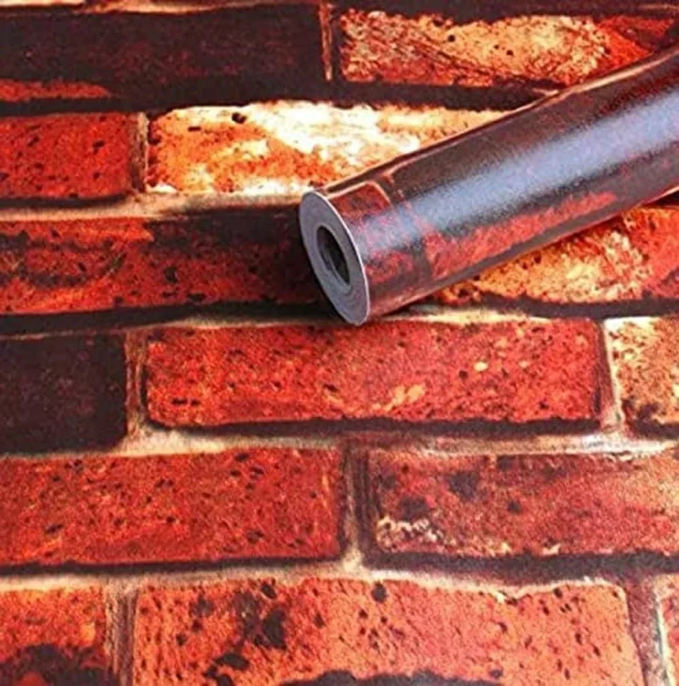 3D Red Brick Marble Sheet Peel & Stick & Easily Removable
