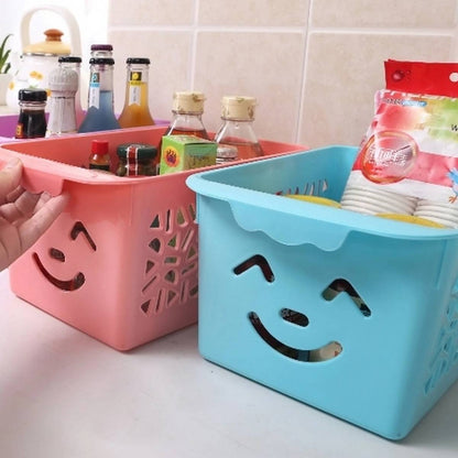 3Pcs Smiley Organizer Baskets – Durable Storage with Lid