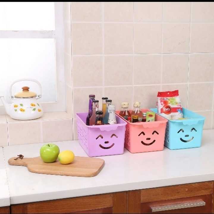 3Pcs Smiley Organizer Baskets – Durable Storage with Lid