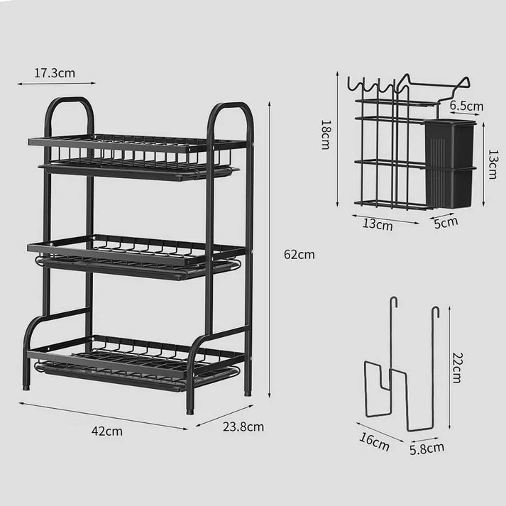 Large Capacity Stainless Steel Dish Rack – Multi-Layer Storage Solution
