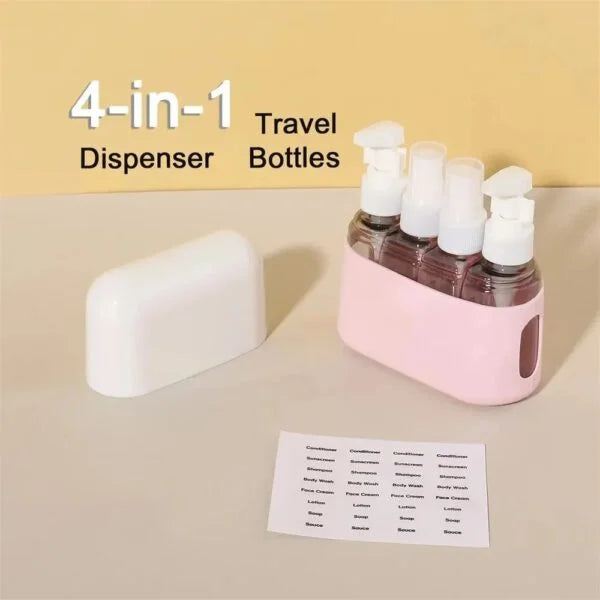 4 In 1 Mini Shampoo Dispenser Set Portable Travel Bottle Kit