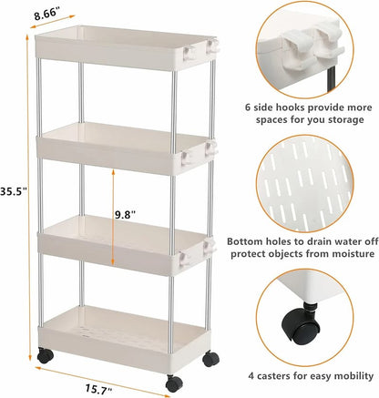 4 Layer Rolling Organizer Cart For Home Storage