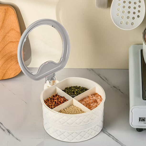 4 Compartment Spice Organizer – Kitchen Salt & Seasoning Storage Box