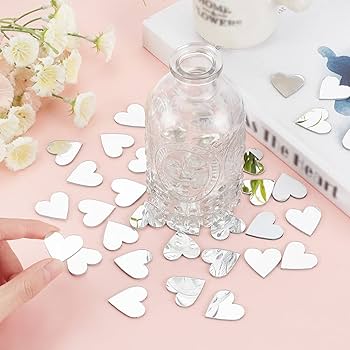 50 Pcs Reflect Heart Shaped Mirror Stickers (1 Inch)