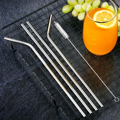 5Pcs Metal Straw Set, Home and Living