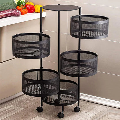 Adjustable Kitchen Rack – 5-Tier Rotating Shelf