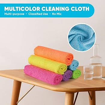6PCS Washable Reusable Microfiber Cleaning Cloths