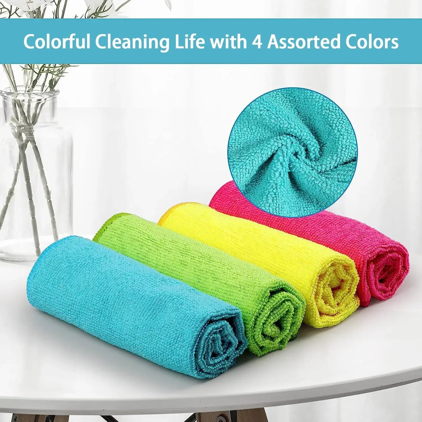 6PCS Premium Multi Purpose Soft Reusable Microfiber Cleaning Cloth Set