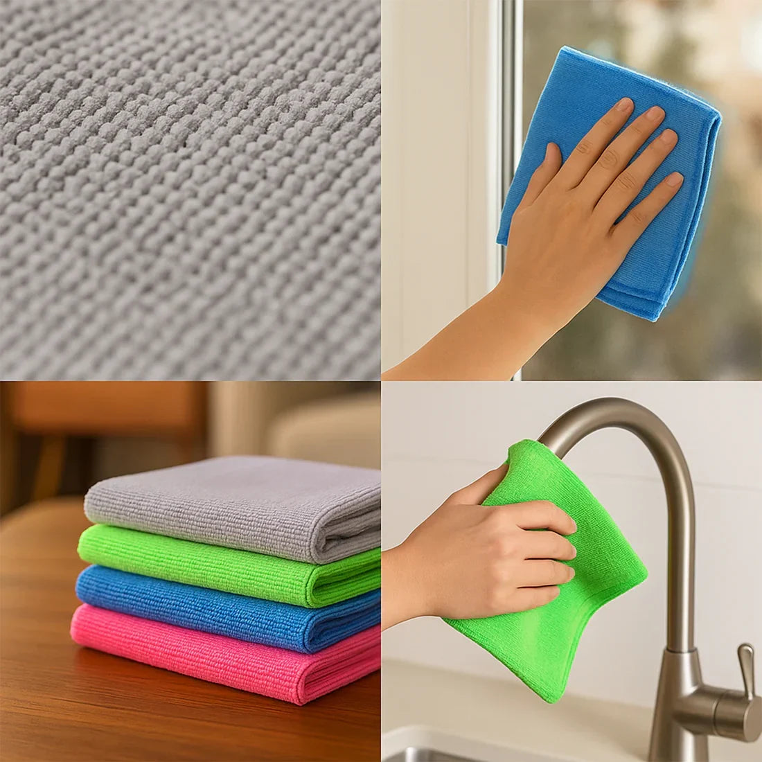 6PCS Premium Multi Purpose Soft Reusable Microfiber Cleaning Cloth Set
