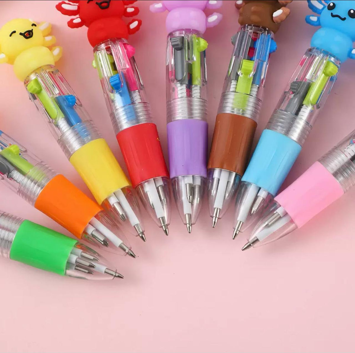 Cute Axolotl Multicolor Pen Cartoon Writing Pen For Kids