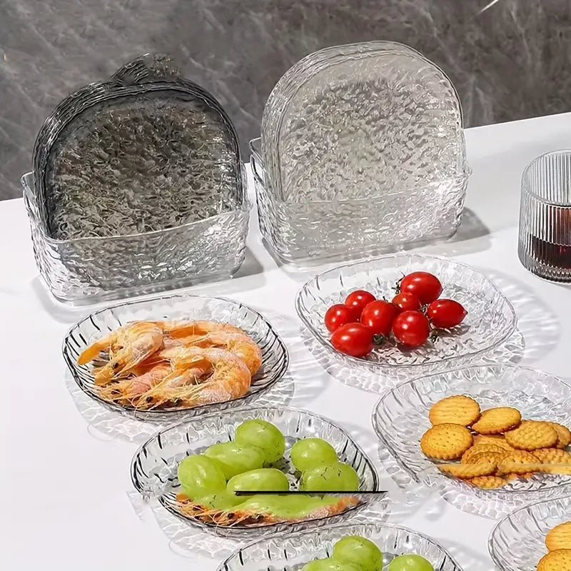 8Pcs Transparent Plates, Kitchen Accessories 