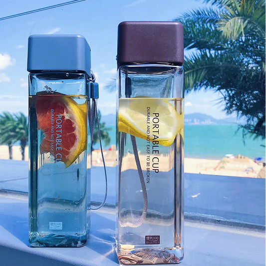 BPA Free Square Water Bottle For Travel, Gym & Office