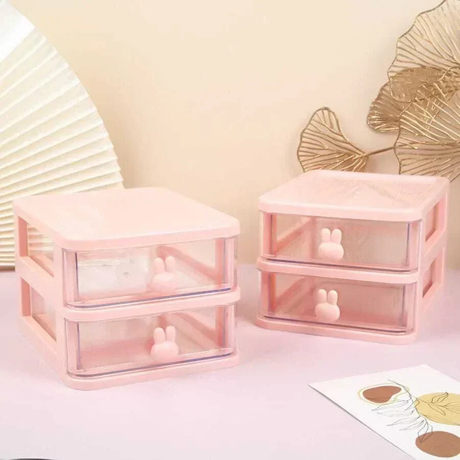 Compact 2-Layer Plastic Storage Drawer – Easy Desktop Organizer