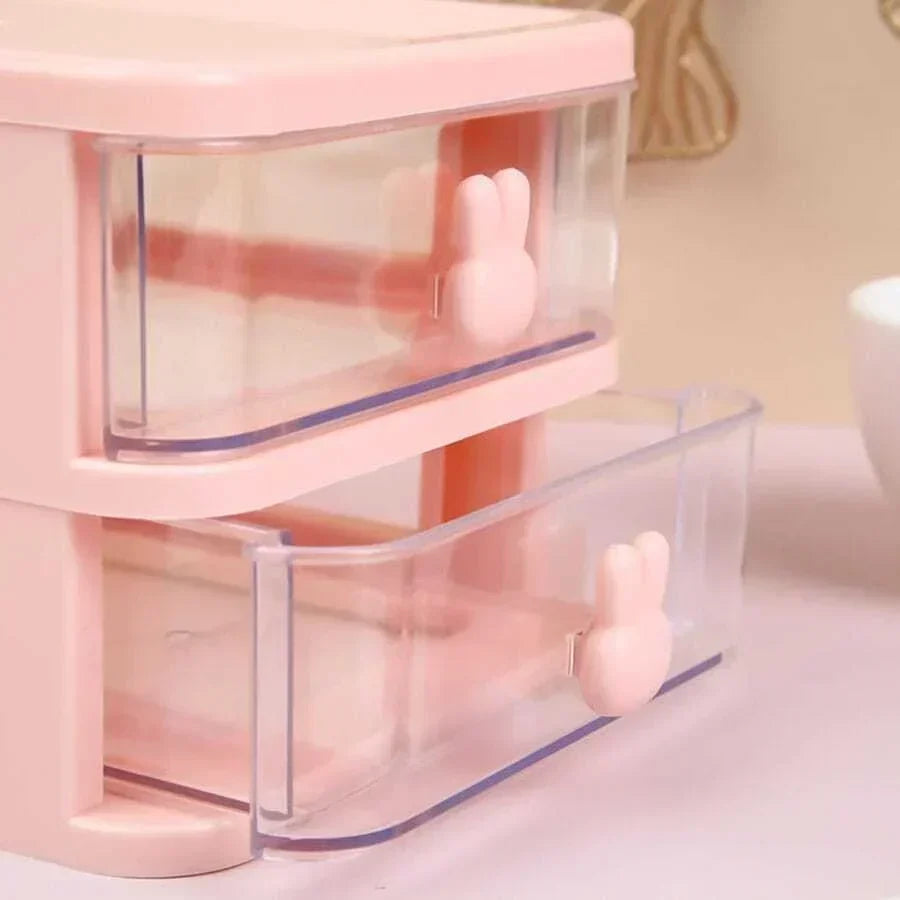 Compact 2-Layer Plastic Storage Drawer – Easy Desktop Organizer