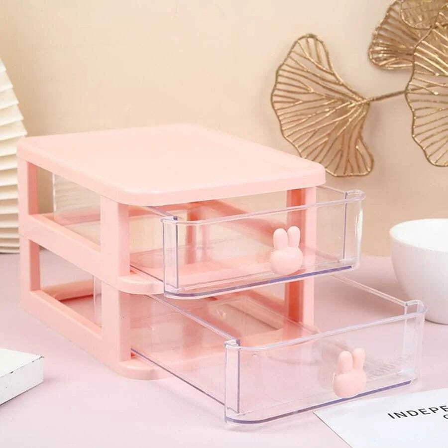 Compact 2-Layer Plastic Storage Drawer – Easy Desktop Organizer