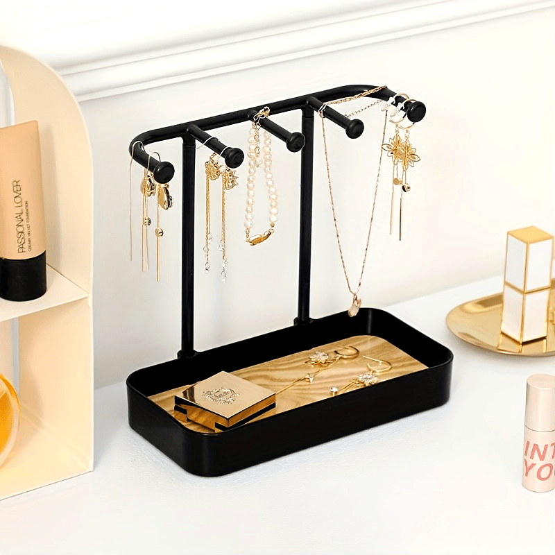 Compact Cosmetic Storage Box with Jewelry Rack