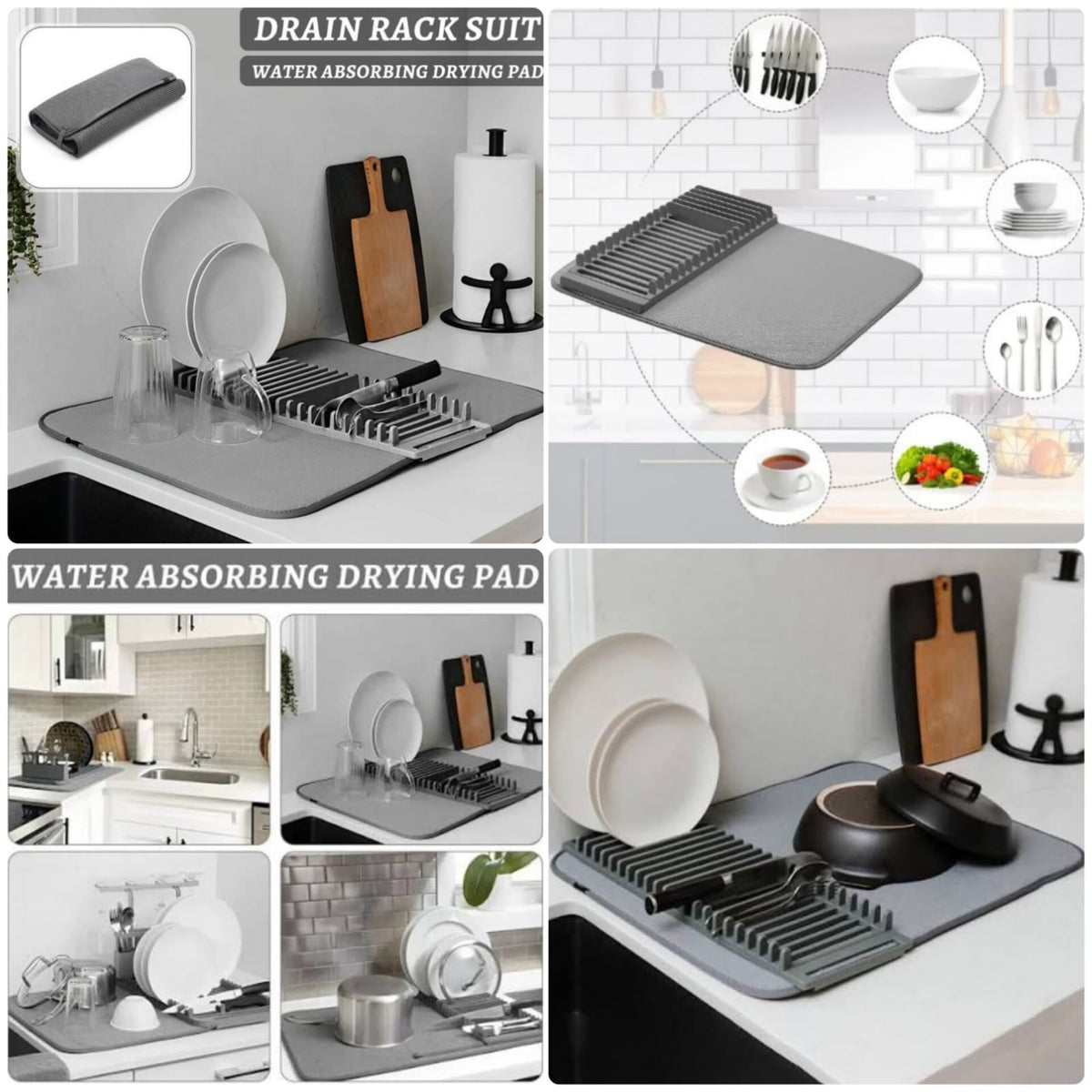 Compact Dish Drying Mat – Space-Saving Kitchen Accessory