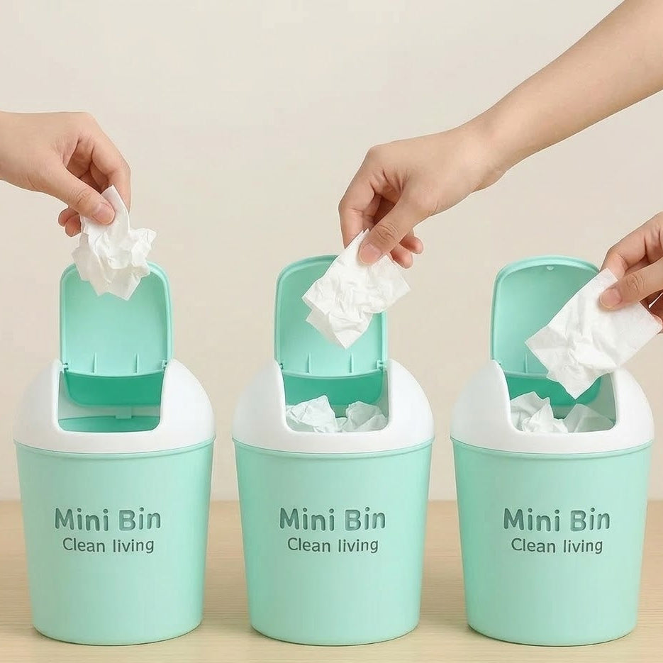 Compact Plastic Trash Can For Home & Office