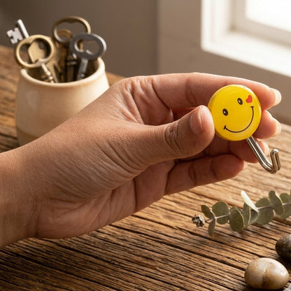 Cute Smiley Wall Hooks With Strong Self-Adhesive Backing