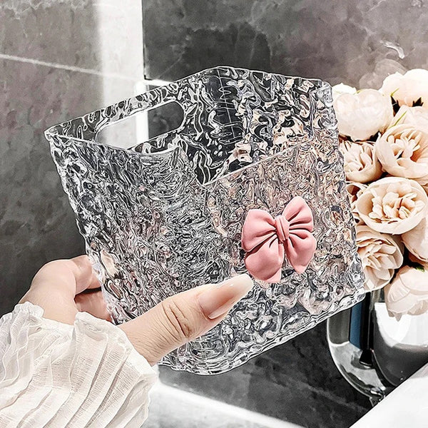 Decorative Plastic Wall Basket – Cute Bow Design Storage Container