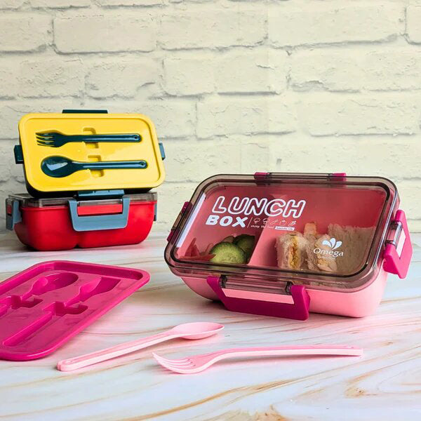 Double Layer Lunch Box With Spoon & Fork