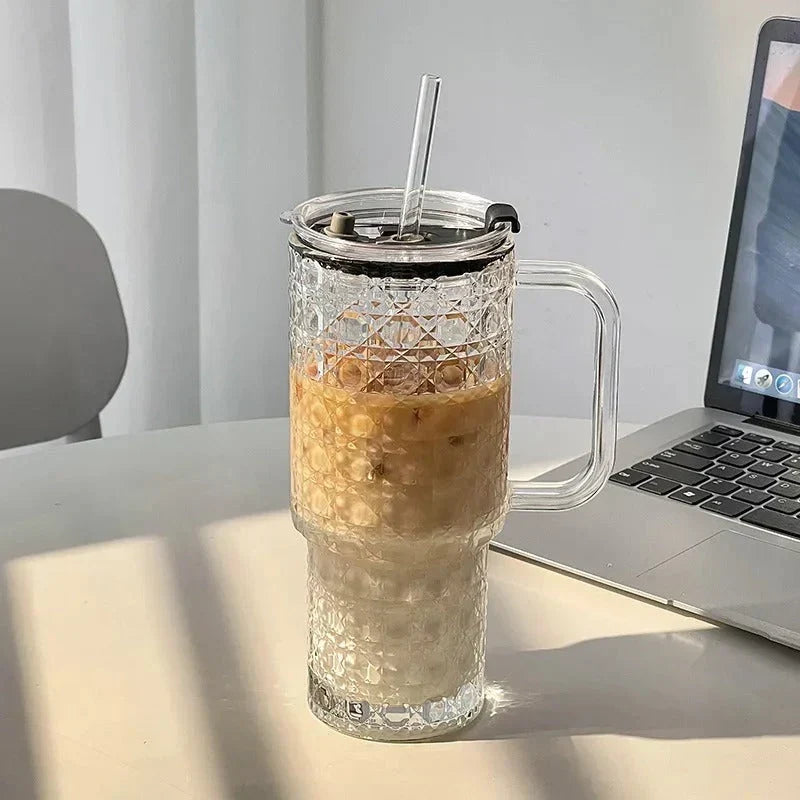 Glass Drinking Tumbler with Straw – Home and Living 