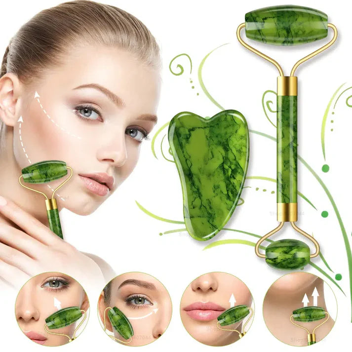 Natural Jade Gua Sha & Face Roller
