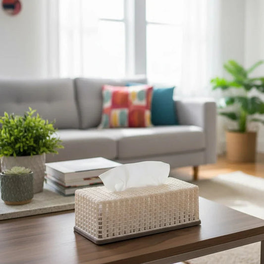  Decorative Knit Tissue Box Cover For Desk, Counter