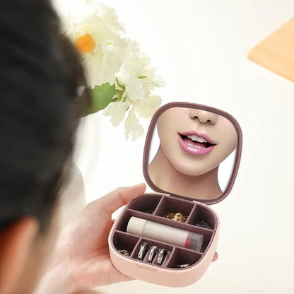 Mirror-Top Jewelry Organizer Case