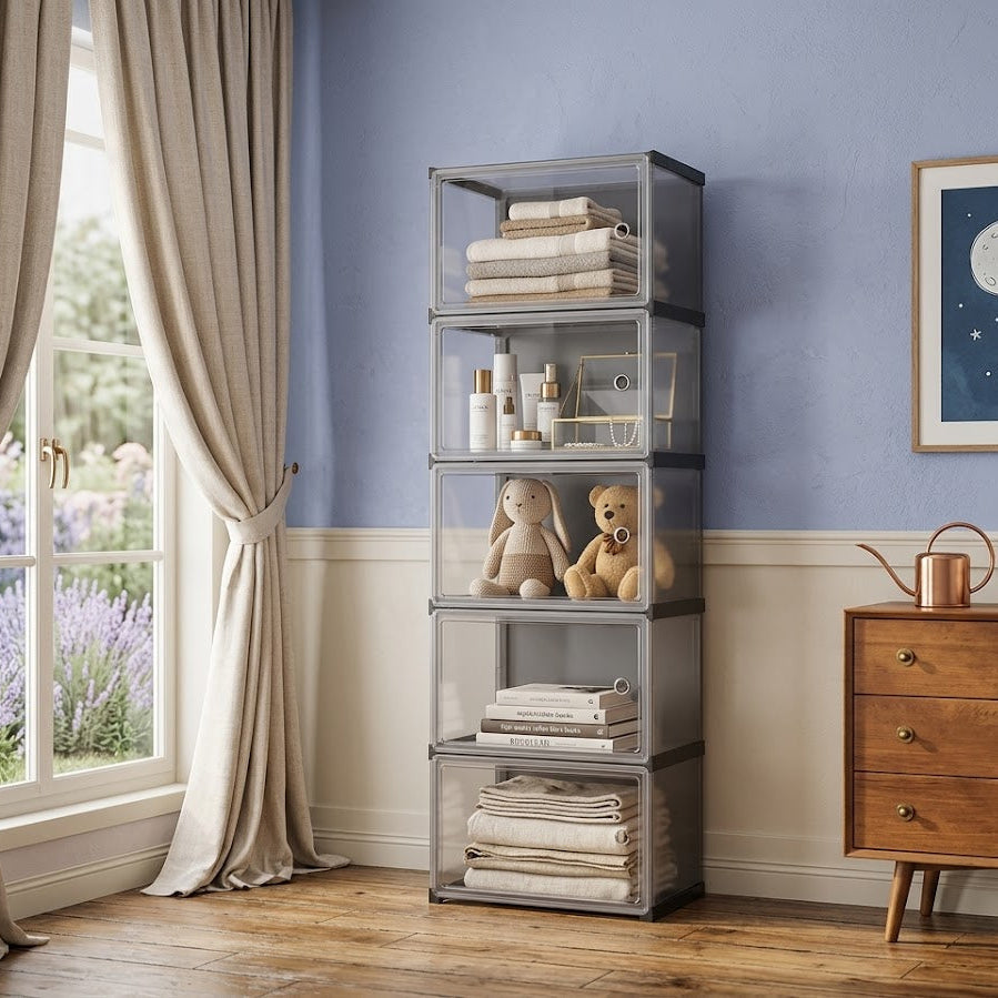Multi-Layer Storage Cupboard Organizer for Home Use