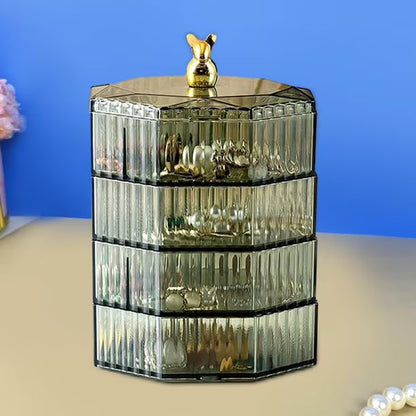 Portable 4-Tier Rotating Jewelry Storage Box