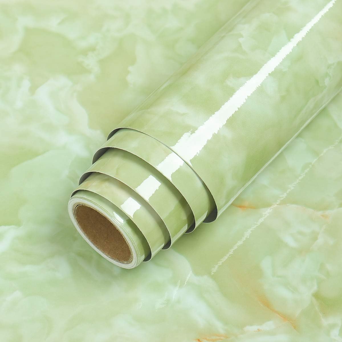 Light Green Marble Vinyl Sticker Decorative Wall Covering (60cm x 200cm)