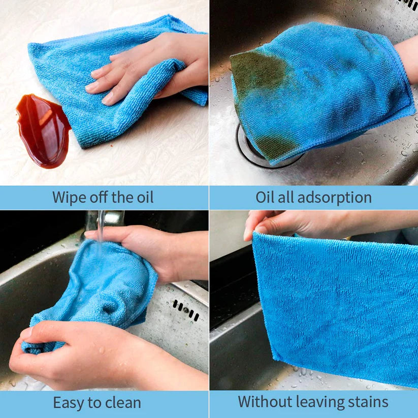 6PCS Premium Multi Purpose Soft Reusable Microfiber Cleaning Cloth Set