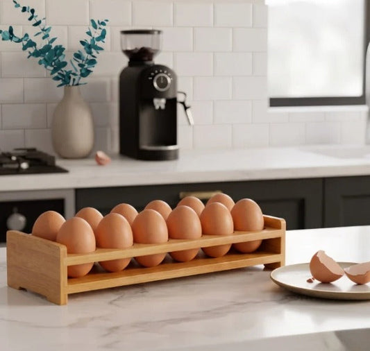 Wooden Egg Storage Tray – 12-Slot Egg Organizer for Kitchen